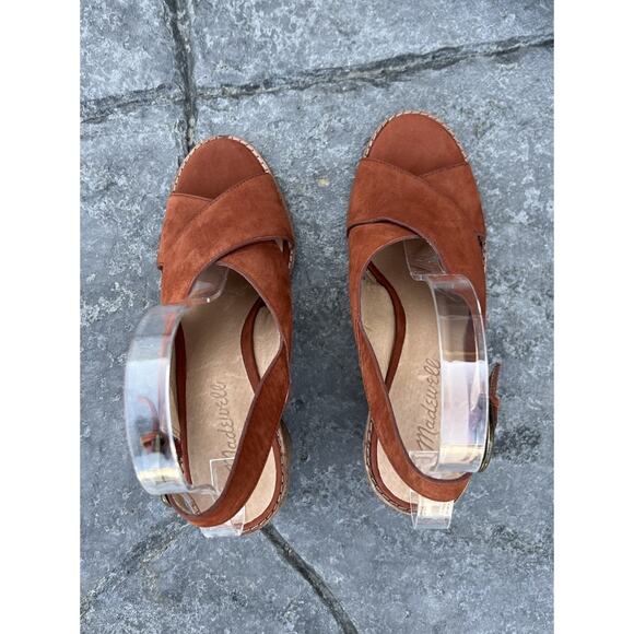 Madewell Ruthie Criss Cross Sandal Women’s 7.5 Leather Sling Back 3 Inch Heel - Picture 9 of 14